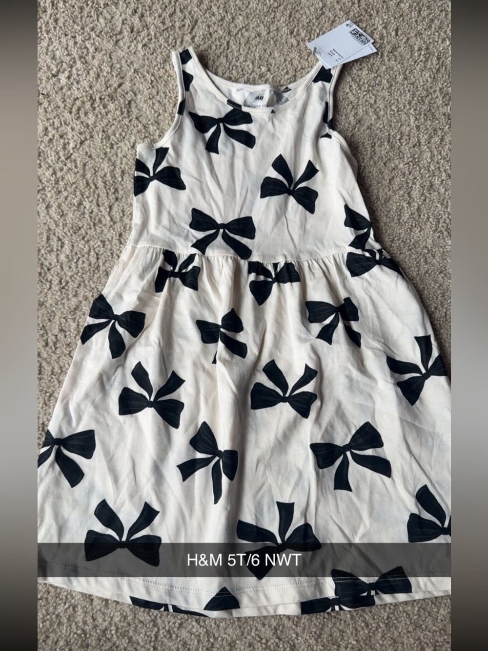 H&M Cream Dress with Black Bow Print